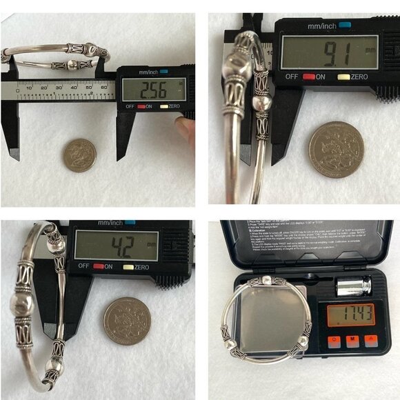 Suarti Sterling Silver 925 BA Indonesia Bali Beaded Round Bangle Bracelet 7.75" - Picture 10 of 16